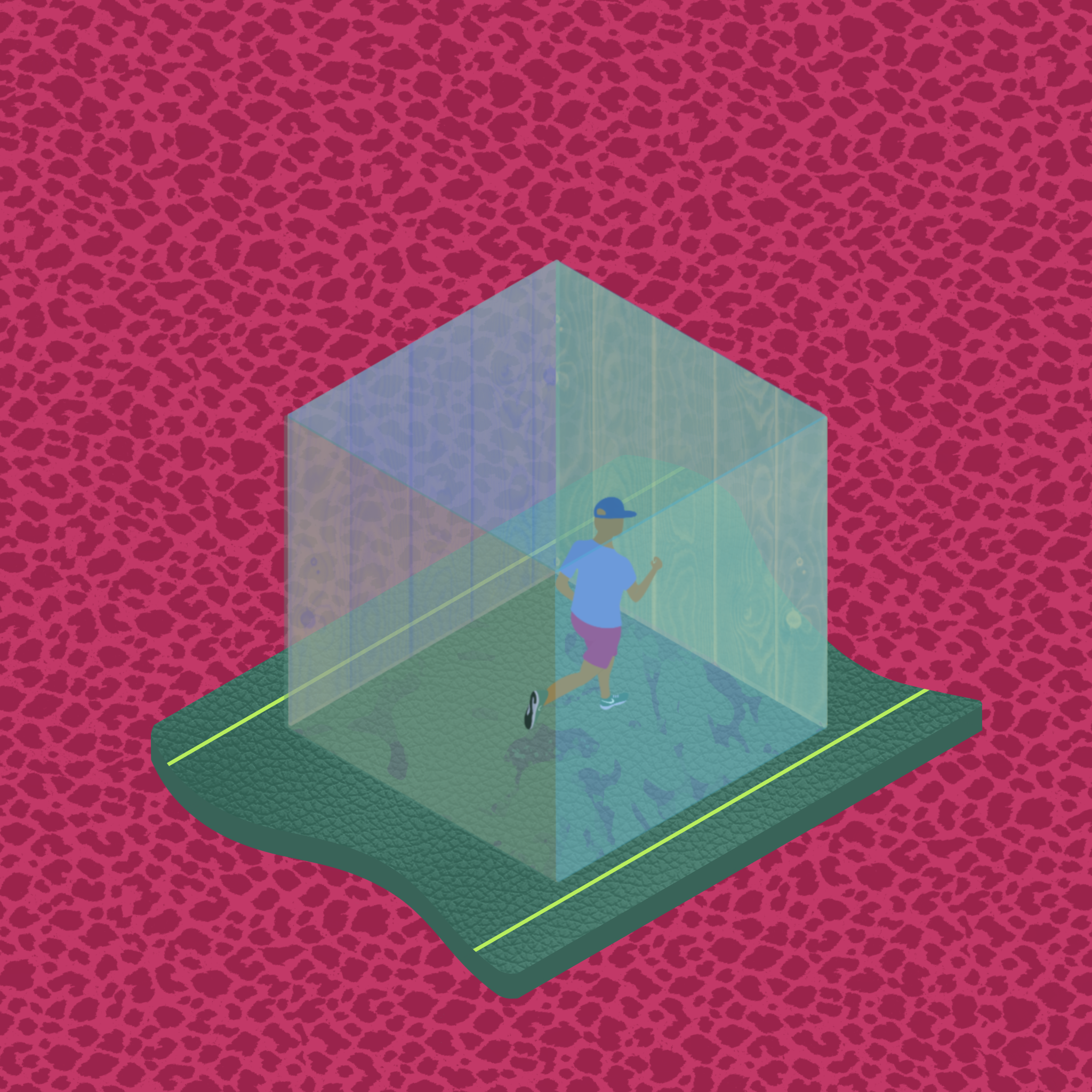 an isometric illustration of a runner stuck in a box